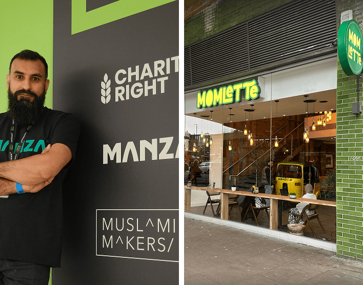 Manza team members at an event