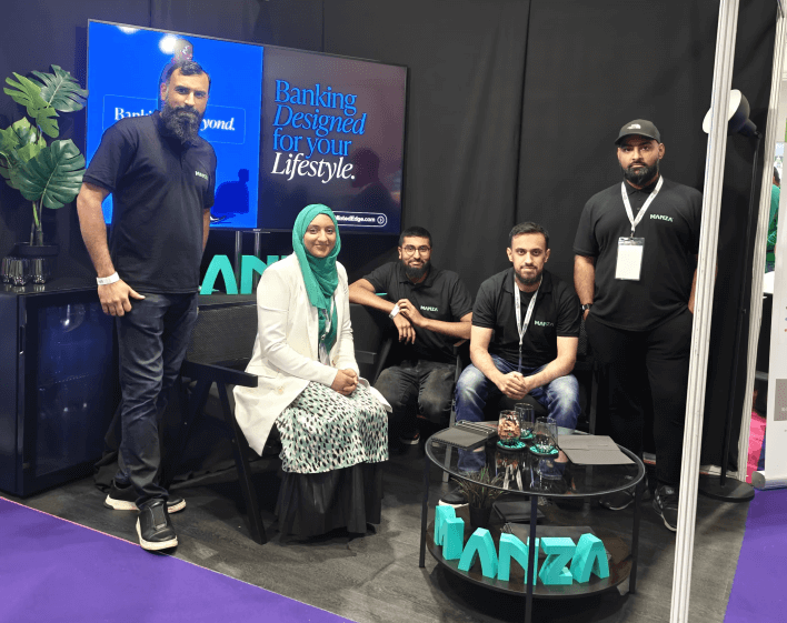 Manza team members at an event